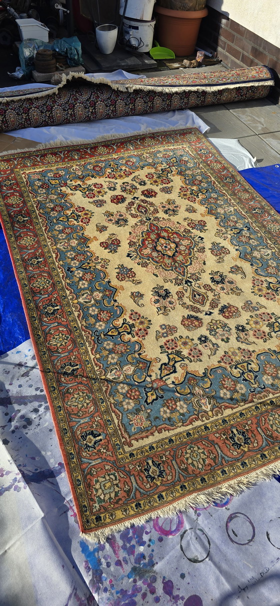 Image 1 of Alfombra Ghom/Qom de 216x142 cm, 1,2 millones de nudos/m², lana Kork con seda. Alfombra persa.