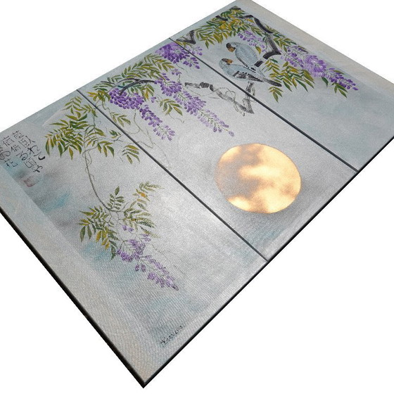 Image 1 of Japanese wisteria J359 - triptych - ready to hang