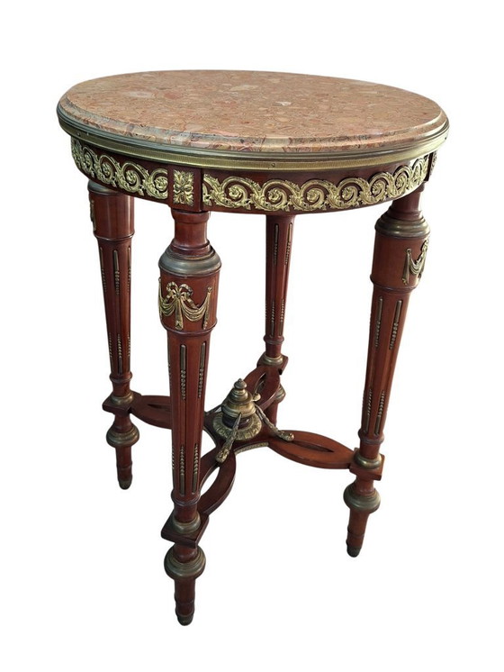 Image 1 of Neoclassical Guéridon in Mahogany and Red Marble, Late 19th Century