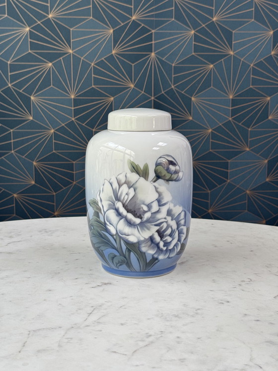 Image 1 of Royal Copenhagen Porcelain Jar with Lid, Hand-Painted Underglaze, 24 cm 