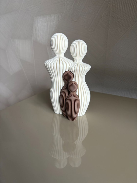 3D Geprint Familiebeeldje – Gezin Met 2 Kinderen – Wit/Bruin – Woondecoratie – Decoratieve objecten, Plastic (photo 5 of 5)