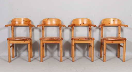 4 Chaises / Chaises de salle à manger dans le style de Rainer Daumiller, pin, années 1970