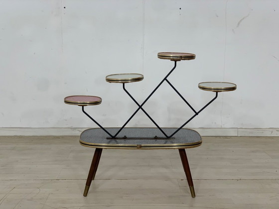 Image 1 of Portafiori del Medioevo Tavolo da fiori Scaffale Tavolino Tavolino a forma di rene Vintage