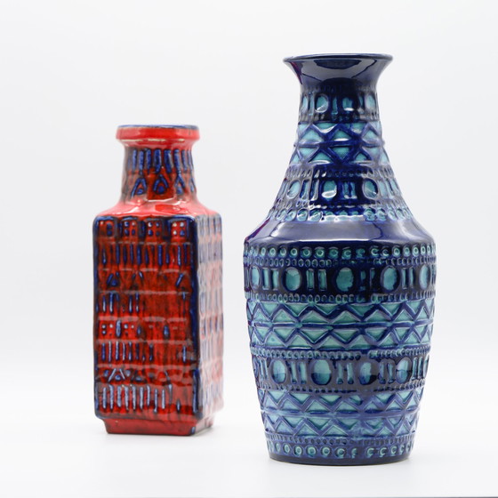 Image 1 of Vase Retro BAY Céramique DUO 606-30 + 70-25 Fat Lava Vintage 60s WGP Mid Century