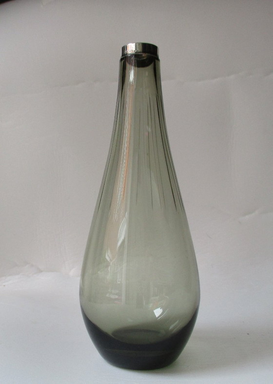 Image 1 of Jarrón soplado a boca con borde de plata 925, Wilhelm Binder, circa 1930 (alemán).