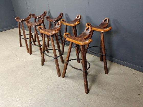 Image 1 of Mid century brutalist bar stools - set of 8, 1960s