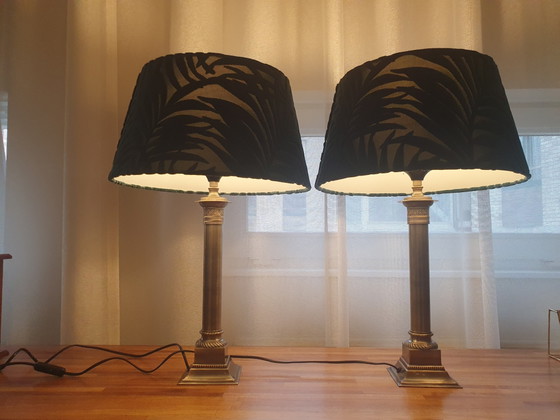 Splendido Set Lampade a Colonna Vintage Herda Ottone – Hollywood Regency - Stile Impero - Neoclassico - (photo 2 of 15)