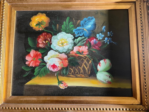 Antique oil painting Neundorf Still Life With Bouquet of Flowers, Painting