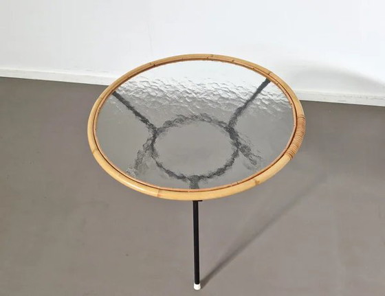 Rohé Noordwolde | Tavolino vintage in rattan, Tavolini, polished steel, Beige (foto 2 di 9)