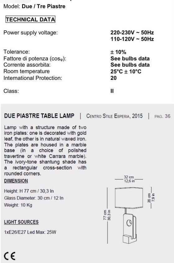 Image 1 of Designlamp Esperia due pastre