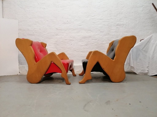 2 poltrone Pop Art, a forma di uomo e donna, anni '70/'80