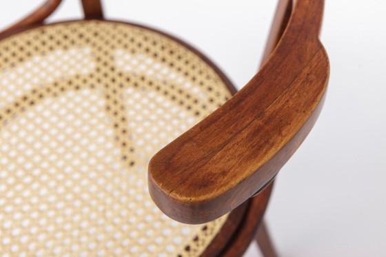 Image 1 of Chaise de bureau vintage en bois courbé (1/2), chaise autrichienne des années 1950, chaise en rotin style milieu du siècle, chai