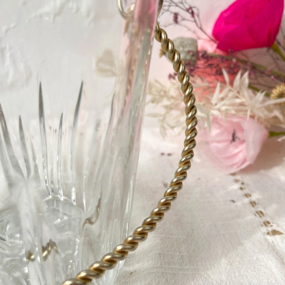 Vintage Ice Bucket with Twisted Gilded Brass Handle – Table accessories, Glass (photo 7 of 10)
