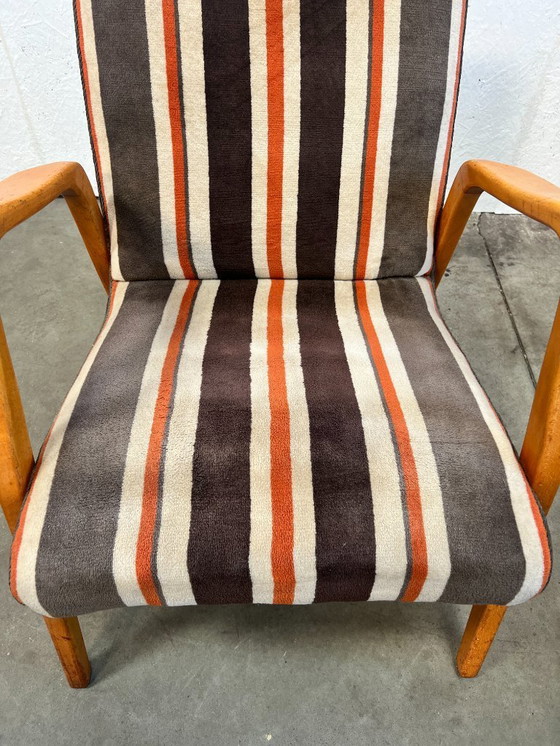Image 1 of Vintage Fauteuil, Duitsland 1970's, Gestreepte Bekleding