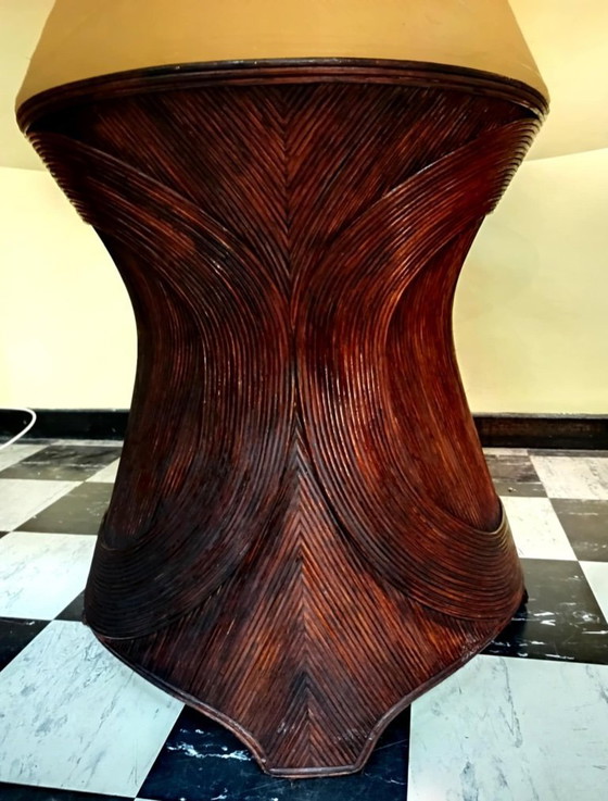 Image 1 of Eettafel van rotan met marqueterie