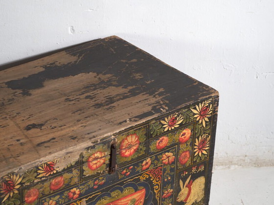 Antique painted Chinese trunk in pine wood – China, circa 1900 – Storage cabinet (photo 13 of 40)