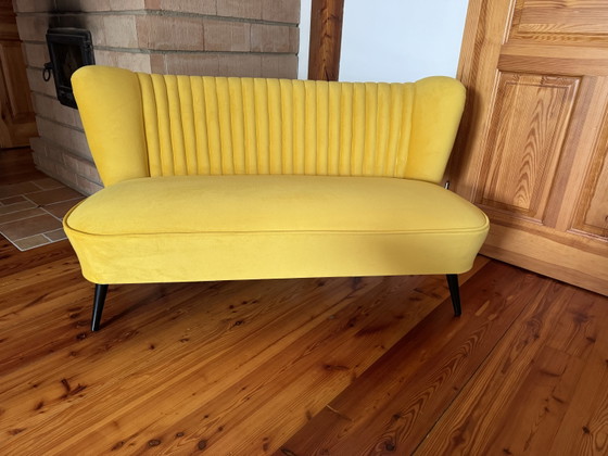 Mid-Century Gele Fluweel Bankstel, jaren 50 – Mid Century Modern (photo 9 of 10)