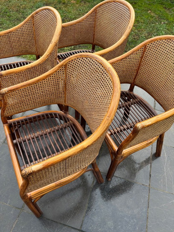 Image 1 of Juego de 4 sillas de ratán estilo MCGuire