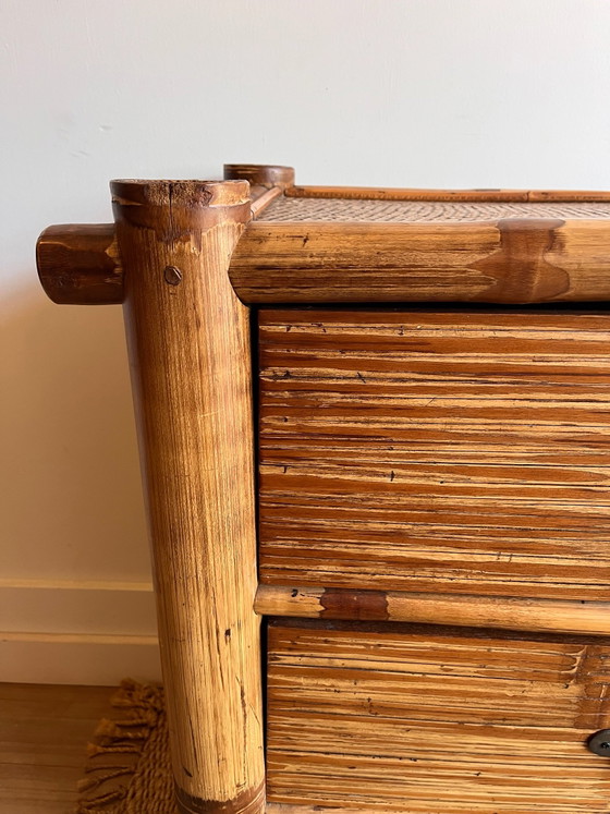 Commode en bambou Buffet bas Mid Century Vintage (photo 5 of 9)