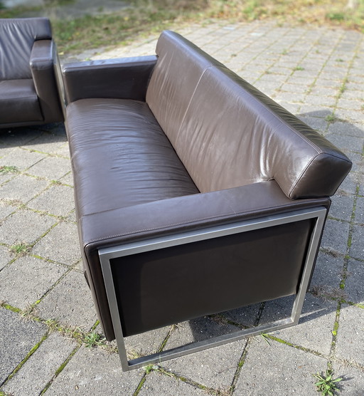 Montel 3 Seater Leather Modern Sofa Choco Brown