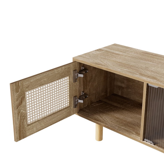 Image 1 of Urban Meuble TV-meubel in houtlook van rotan en glas met lades 172*35*48 cm