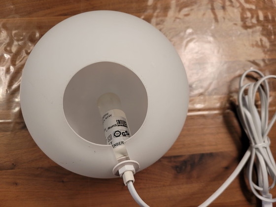 Image 1 of Lámpara de mesa esférica de cristal blanco mate Sompex, lámpara de mesa ovalada, objeto de luz