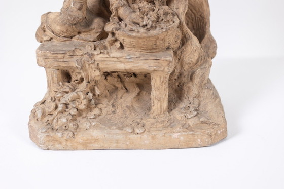 Rococo style terracotta sculpture, Children and Flowers. Circa 1850. – Ceramic (photo 11 of 11)