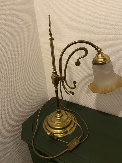 Art Nouveau Desk Lamp Vintage Brass