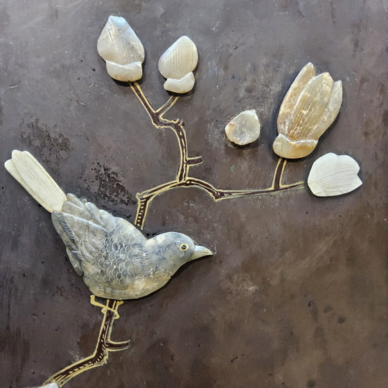 Vintage Chinees Lak Kastje Speksteen, Parelmoer / Vogels En Bloemen / Bohemian Kastje – Opbergkast, Wood (photo 10 of 15)