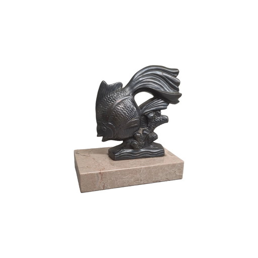 Statue de poisson rouge Art déco français, années 1930