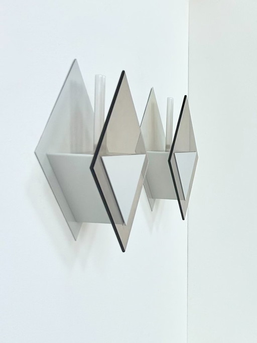 Coppia di applique vintage Verre Lumière Studio, modello 20623, Francia, 1980