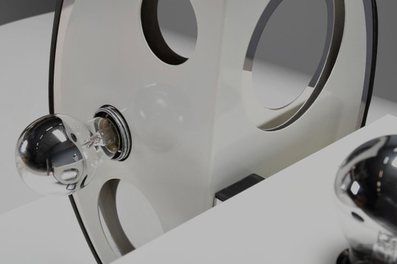 Image 1 of Lampe de table géométrique en métal et chrome, par Esperia, Italie, années 1970