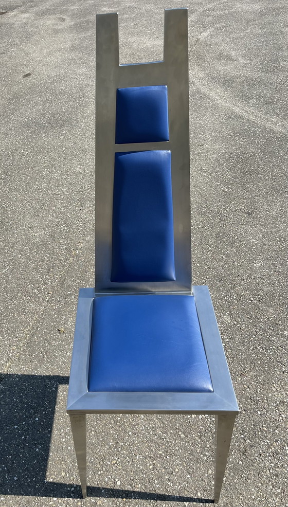 Image 1 of Sedia dal design unico realizzata in acciaio inossidabile, acciaio inossidabile, acciaio spazzolato