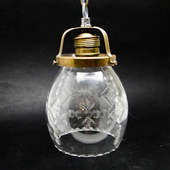 Art Deco kristallen hanglamp, Polen, jaren 1950 – Hanglampen, Crystal, Brass (photo 6 of 20)