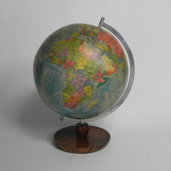 Image 1 of Rath Globe Made of Papier-Mache on Wooden Base, 1960s