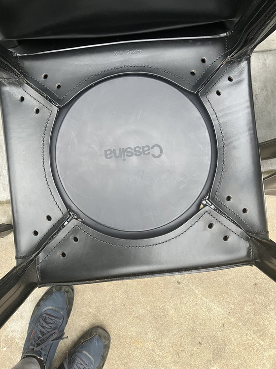 Image 1 of 6x Cassina Kabinenstuhl, schwarzes Gurtleder, Mario Bellini