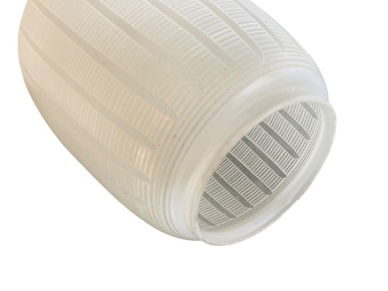 Image 1 of Vintage retro hanglamp van glas en teak hout jaren 60 design 