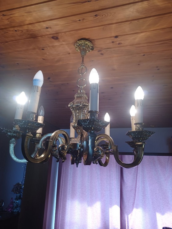 French Baroque Chandelier 8 Arms | Solid Bronze Heavy Mazarin Luster (photo 11 of 12)