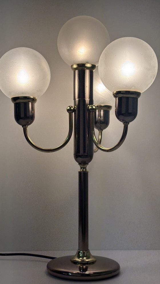 Image 1 of Lampe boule vintage originale en laiton, modèle Lengefeld