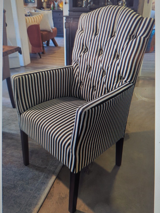 Image 1 of Dining chair, black and white striped