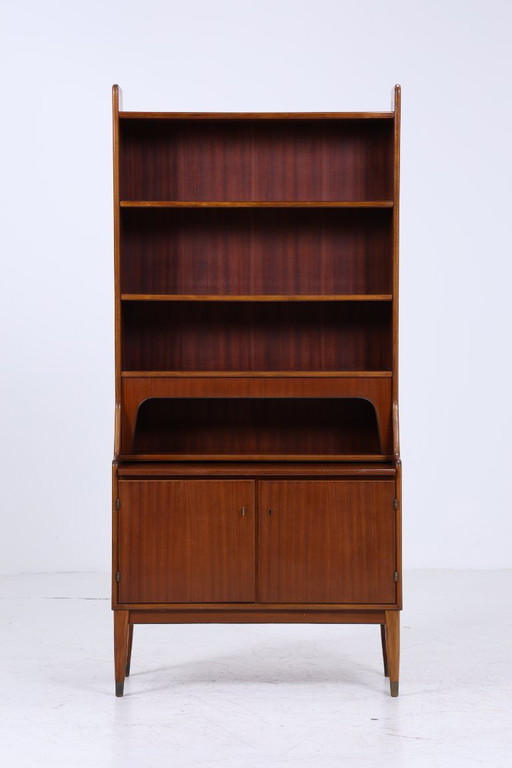 Vintage mahogany shelf 60s | Mid - Century bookcase desk secretary retro wood storage 70s #04-36