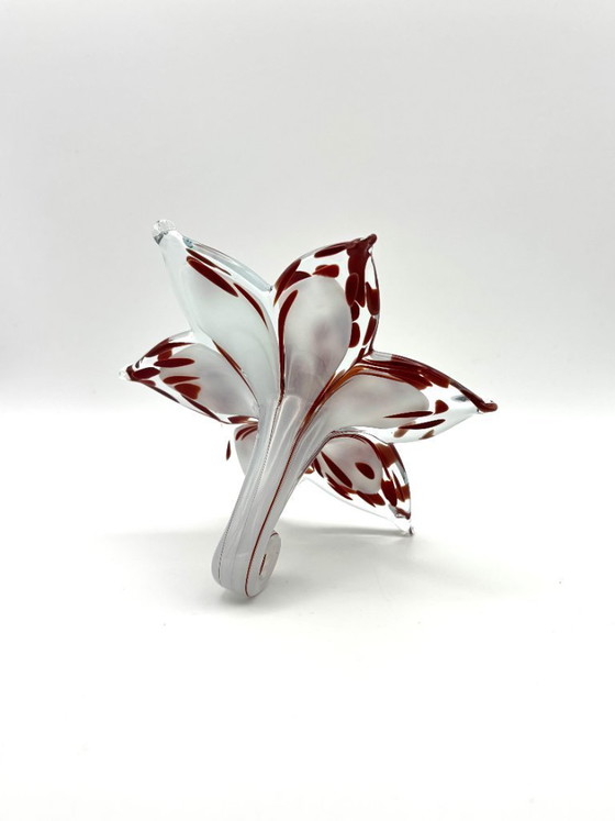 Image 1 of Paar handgefertigte Glasblumen aus Italien, nach venezianischer Murano-Tradition, Maße 15 x 15 x 9 cm