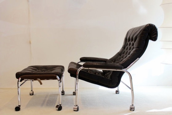 Noboru Nakamura Bore Leather Lounge Chair with Footstool, Ikea, Armchairs, Metal (photo 2 of 9)