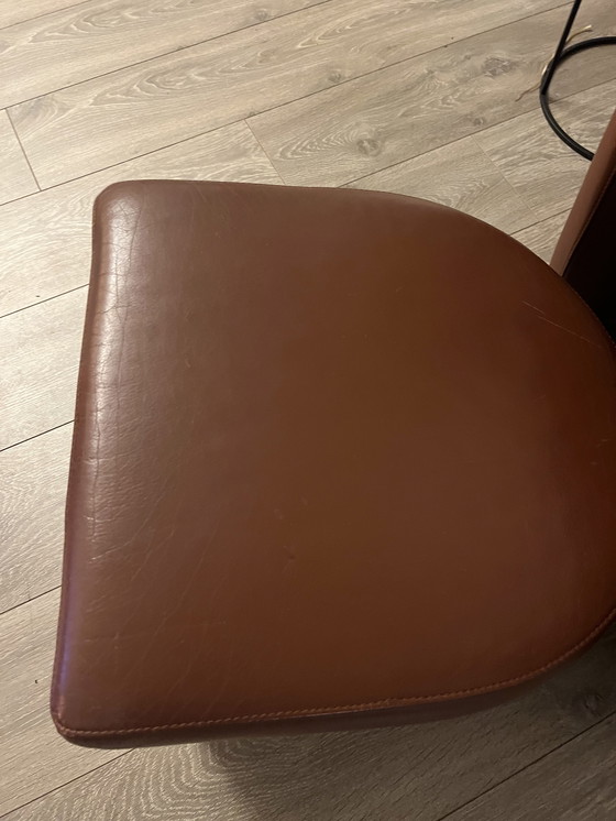 Image 1 of Anfora Leolux con pouf - design - marrone - vera pelle - castagna