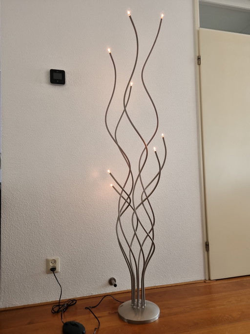 Floor lamp design nickel, halogen dimmable