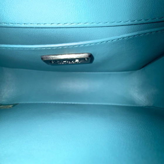 Image 1 of Chanel Boy Small - 20CM Stingray Tiffany Blue Silver Hardware Series 22
