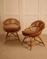 Pair of bamboo and wicker armchairs from the 1960s. – Vintage (photo 3 of 9)