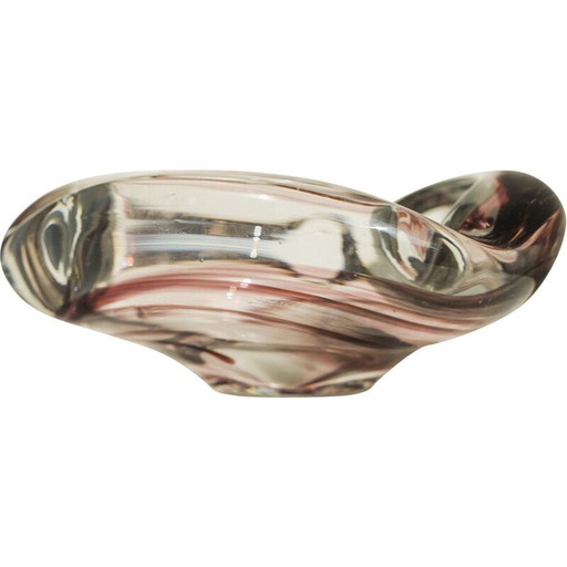 Vintage Max Verboeket glass ashtray for Maastricht Kirstalunie, Netherlands 1950s