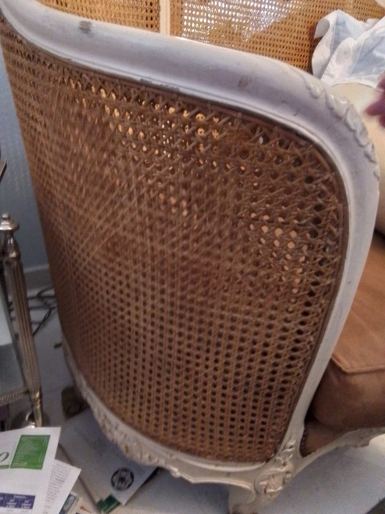 ✨ Impresionante sofá de mimbre estilo Luis XV ✨ – Rattan, Velvet (photo 6 of 6)