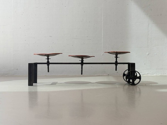 Image 1 of ndustrielle Sitzbank von KARE Design mit verstellbaren Ledersitzen, 2000er Jahre
